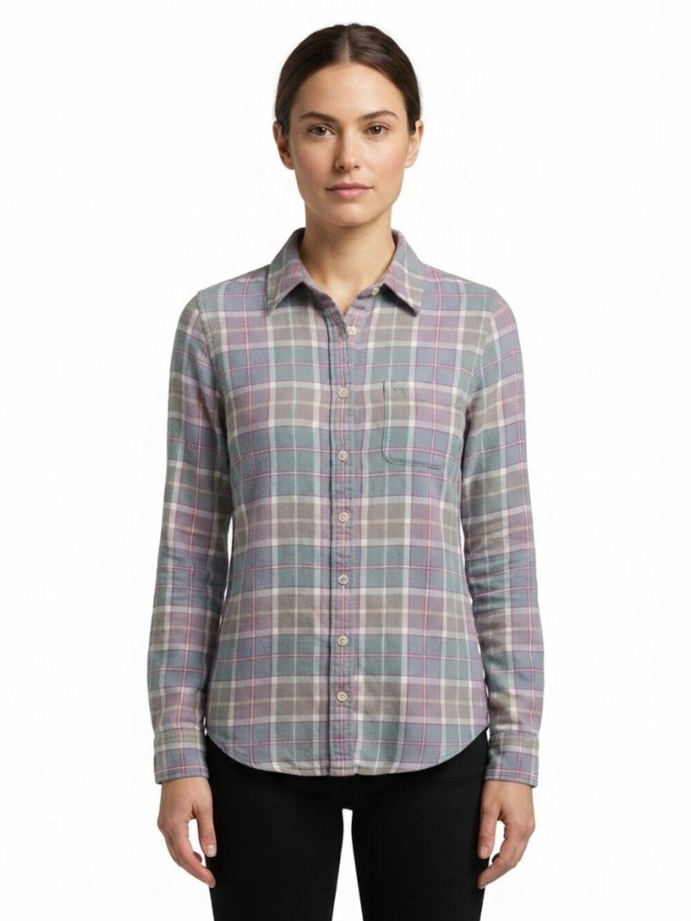 Lands' End Plaid Flannel Button Down Shirt- Sz. XS